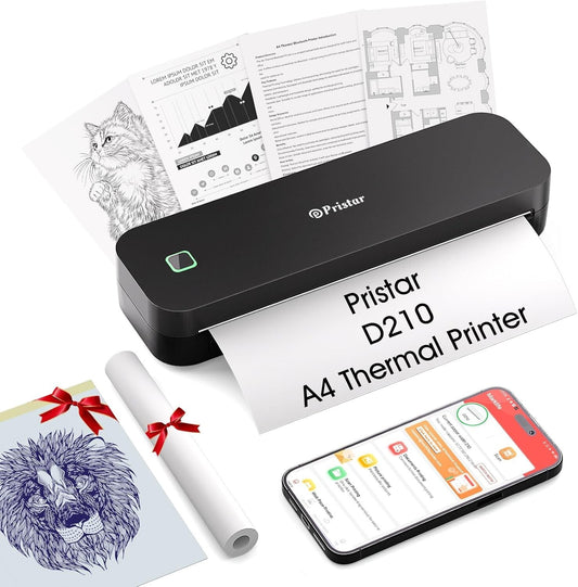 D210 A4 Thermodrucker Bluetooth Schwarz für iOS/Android