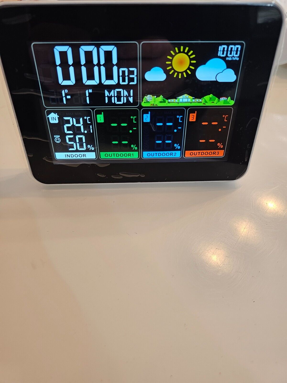 Wetterstation 3 Sensoren Drahtlos Innen/Außen Temperatur, Luftfeuchtigkeit & Wet