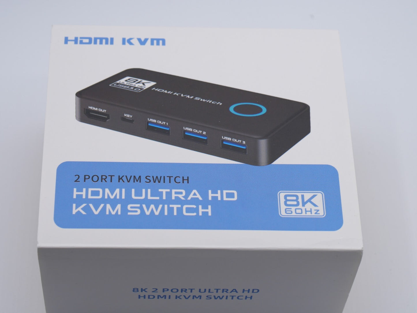 8K@60 Hz 4K@120 Hz KVM Switch 2 Port HDMI 2.1 USB 3.0 2 PCs an 1 Monitor + Kabel