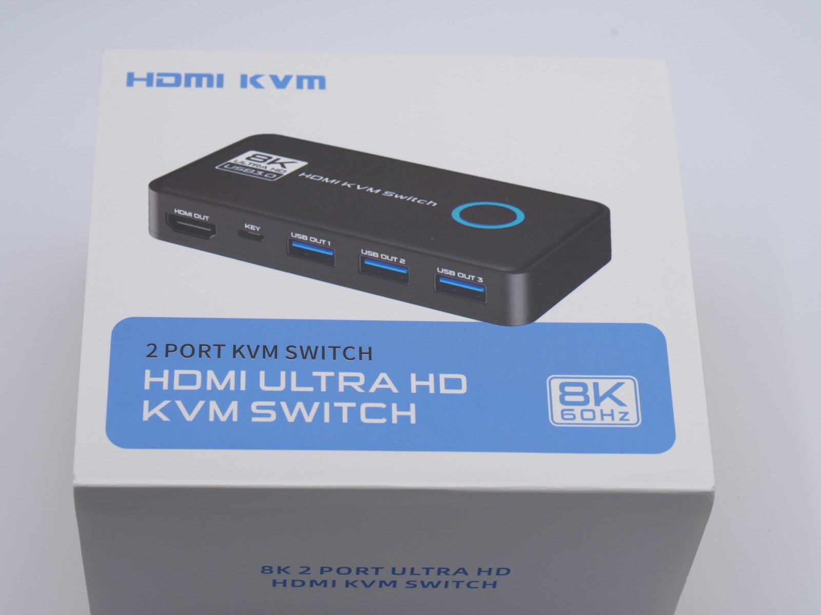 8K@60 Hz 4K@120 Hz KVM Switch 2 Port HDMI 2.1 USB 3.0 2 PCs an 1 Monitor + Kabel