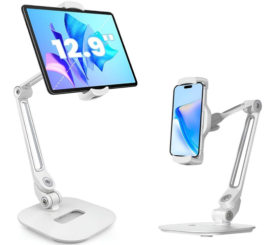 Tablet Halterung 4,7-12,9 Zoll Aluminium Verstellbar Weiß