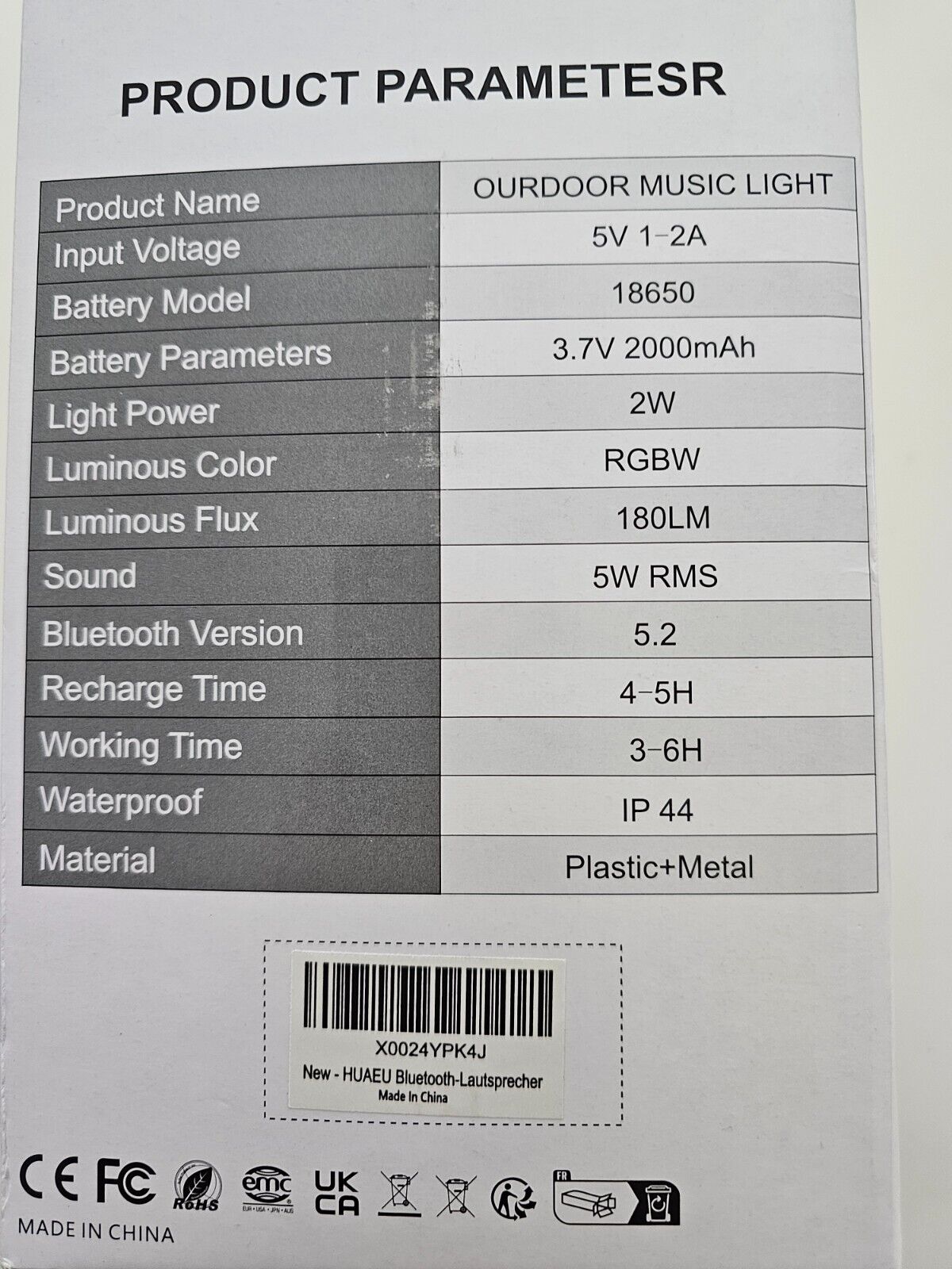 LED Akku Tischleuchte Kabellos mit Bluetooth Lautsprecher, RGB Farbwechsel, Dimm