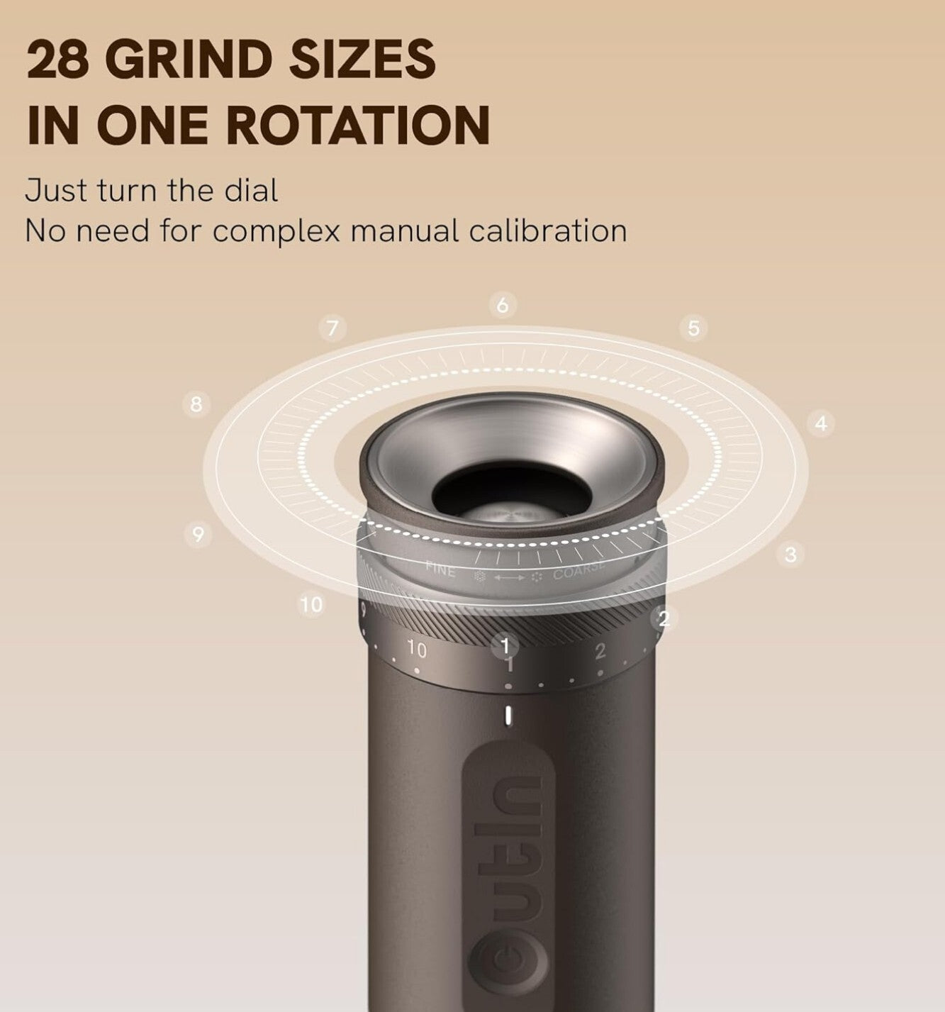 Tragbare Elektrische Kaffeemühle Kegelmahlwerk Tundra Brown