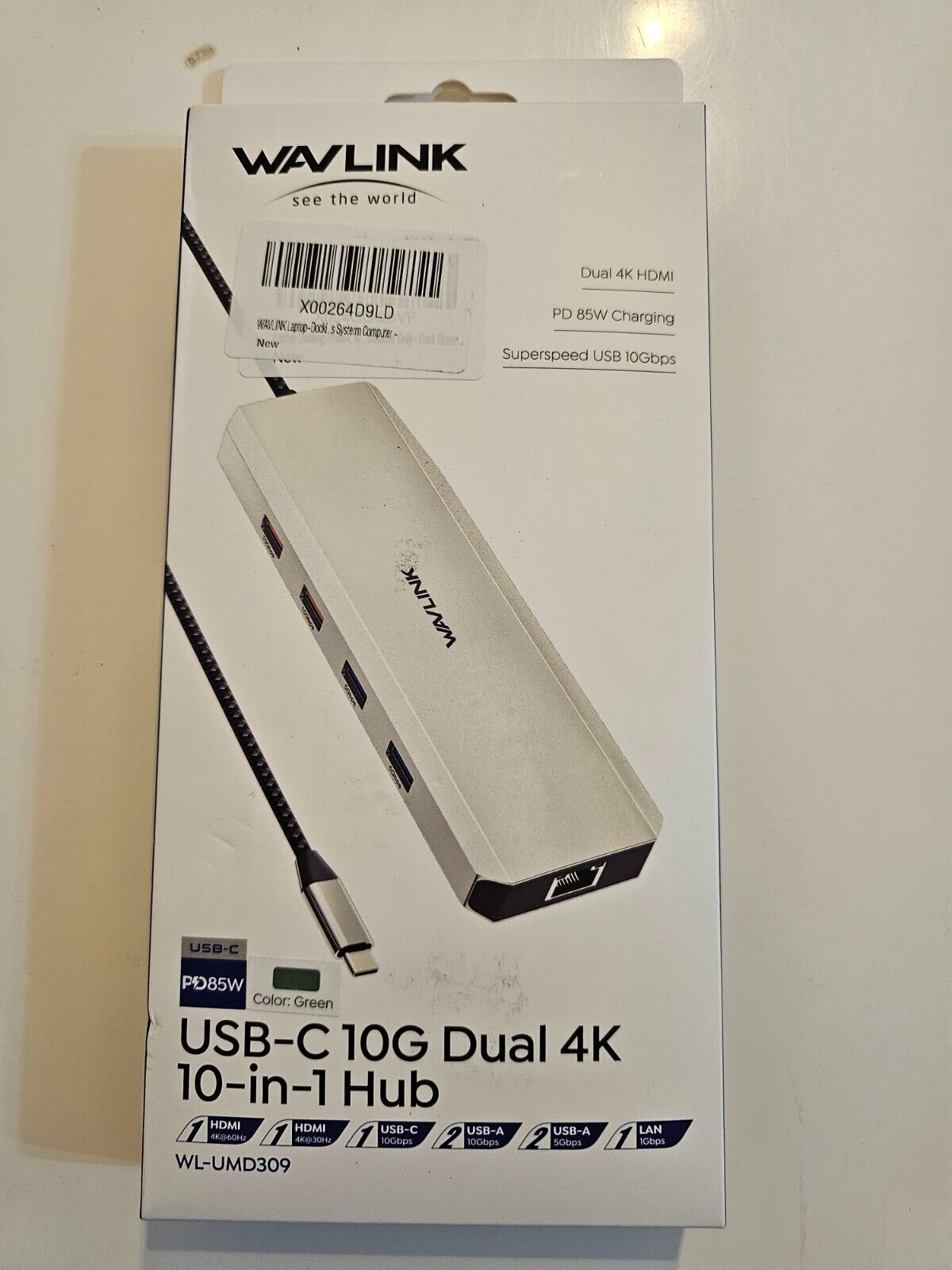 WAVLINK Laptop-Dockingstation, 10 G, USB-C-Hub, mit Dual-HDMI, 100 W PD-In, 10 G