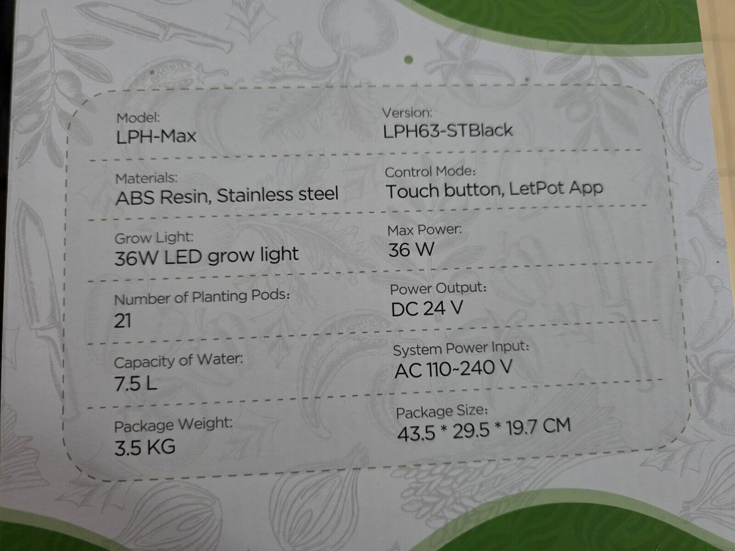 LPH-Max Hydrokultur-Kit, 21 Pods, APP & WiFi, 36W LED Anzuchtsystem