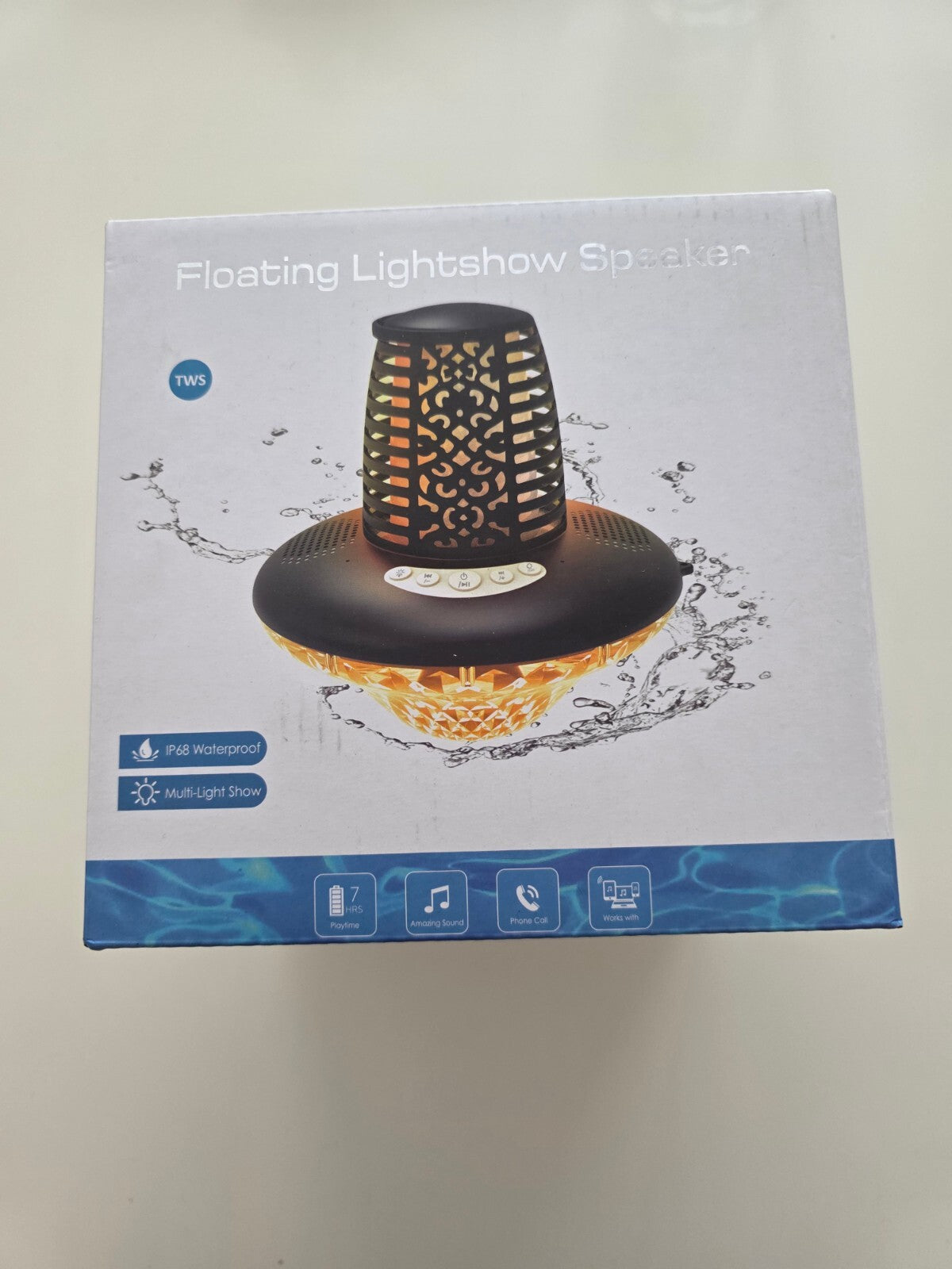 Bluetooth Lautsprecher Pool IP68 Wasserdicht Flammenlicht RGB Grau