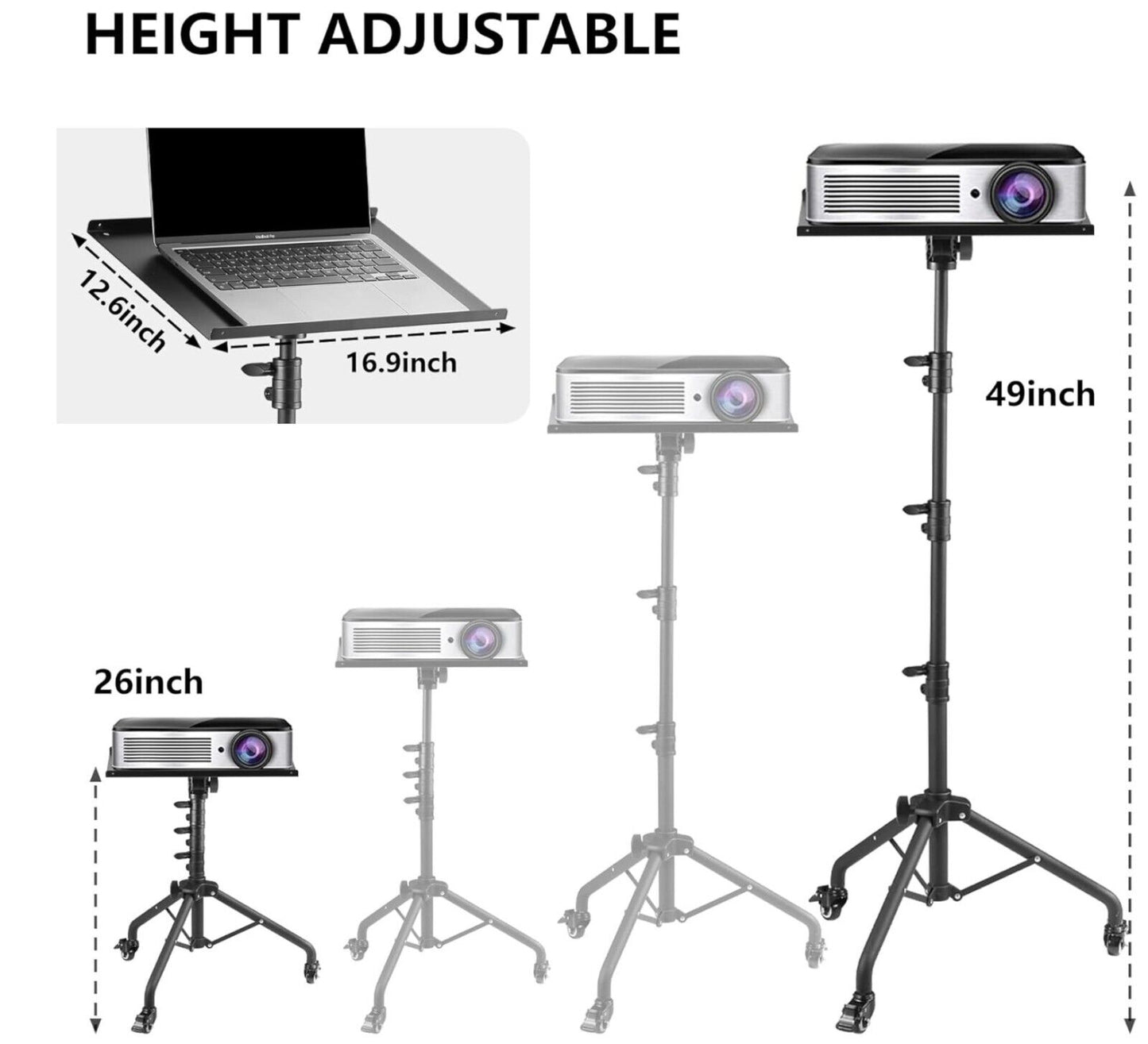 Projektor Ständer, Multifunktional, höhenverstellbar 660-1250 mm, mit Rollen, fü