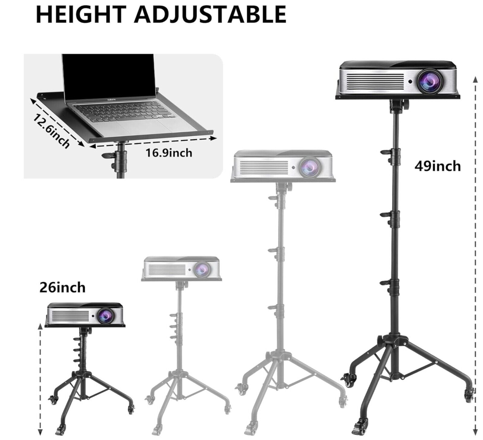 Projektor Ständer, Multifunktional, höhenverstellbar 660-1250 mm, mit Rollen, fü