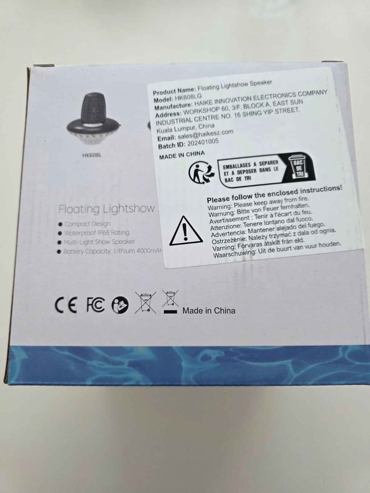 Bluetooth Lautsprecher Pool IP68 Wasserdicht Flammenlicht RGB Grau