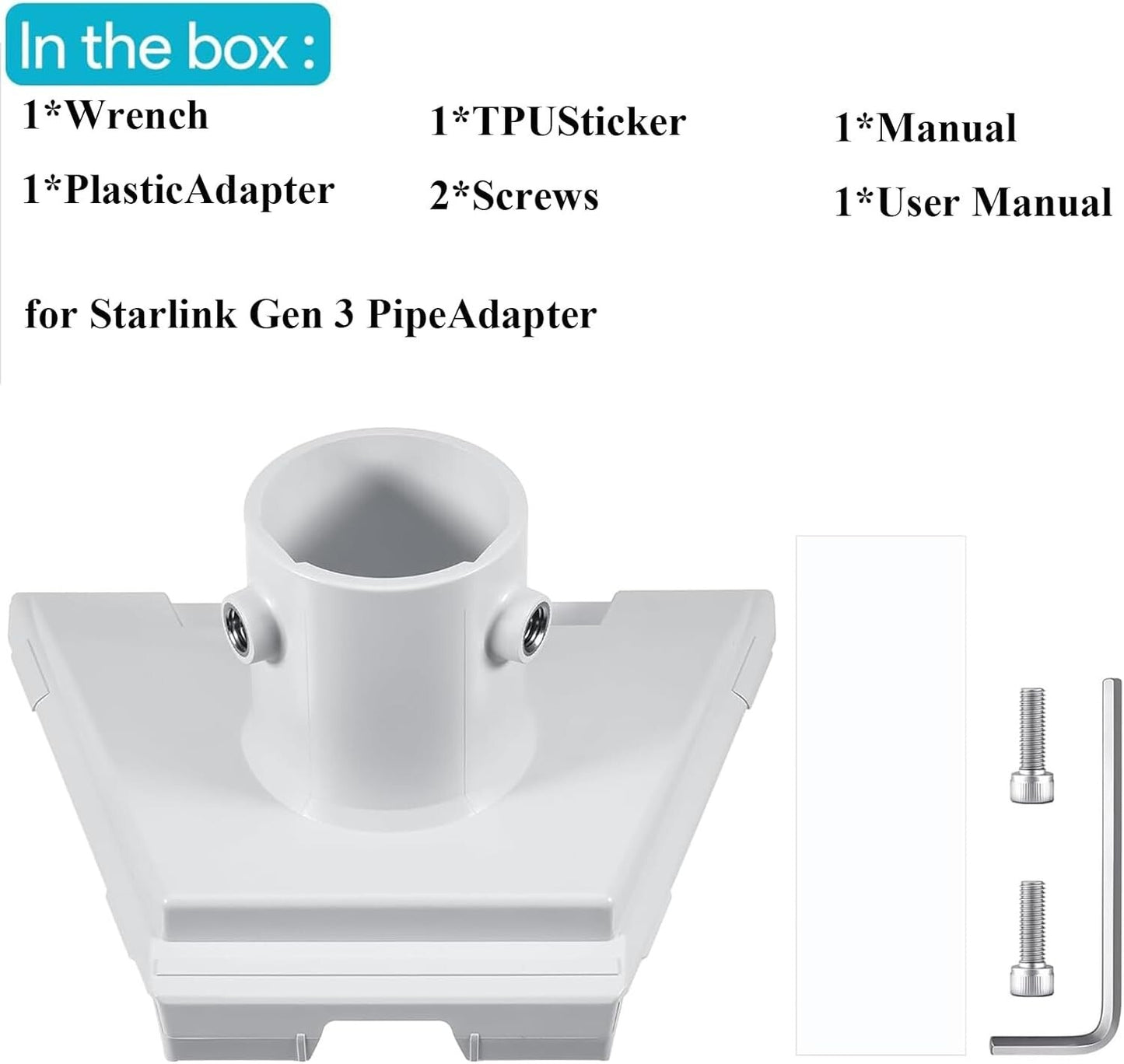 Starlink Gen 3 Rohradapter Masthalterung 38–50 mm ASA Weiß