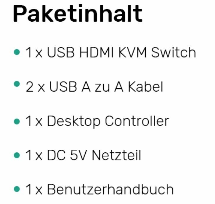 HDMI KVM Switch 1 Monitor 2 Computer, 4K@60Hz USB 3.0 KVM Umschalter mit 4 USB P