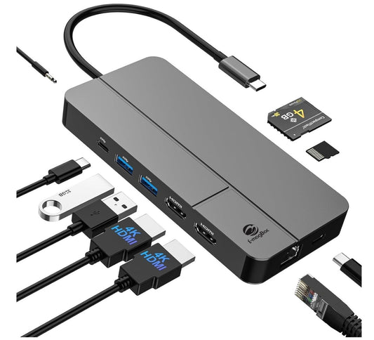 Mac USB C Docking Station Dual Monitor for MacOS and Windows Laptops,10 in 1 Lap