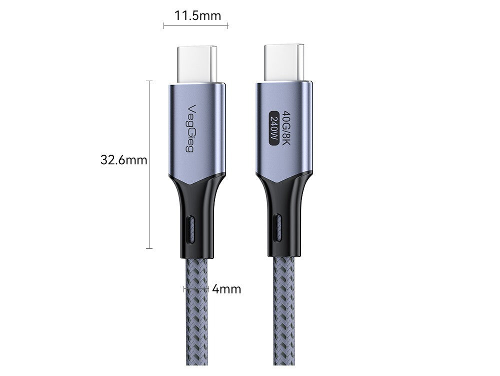 USB4 USB-C 4.0 Kabel 240W 8K/60Hz 40Gbps für iPhone 15/16 MacBook Samsung