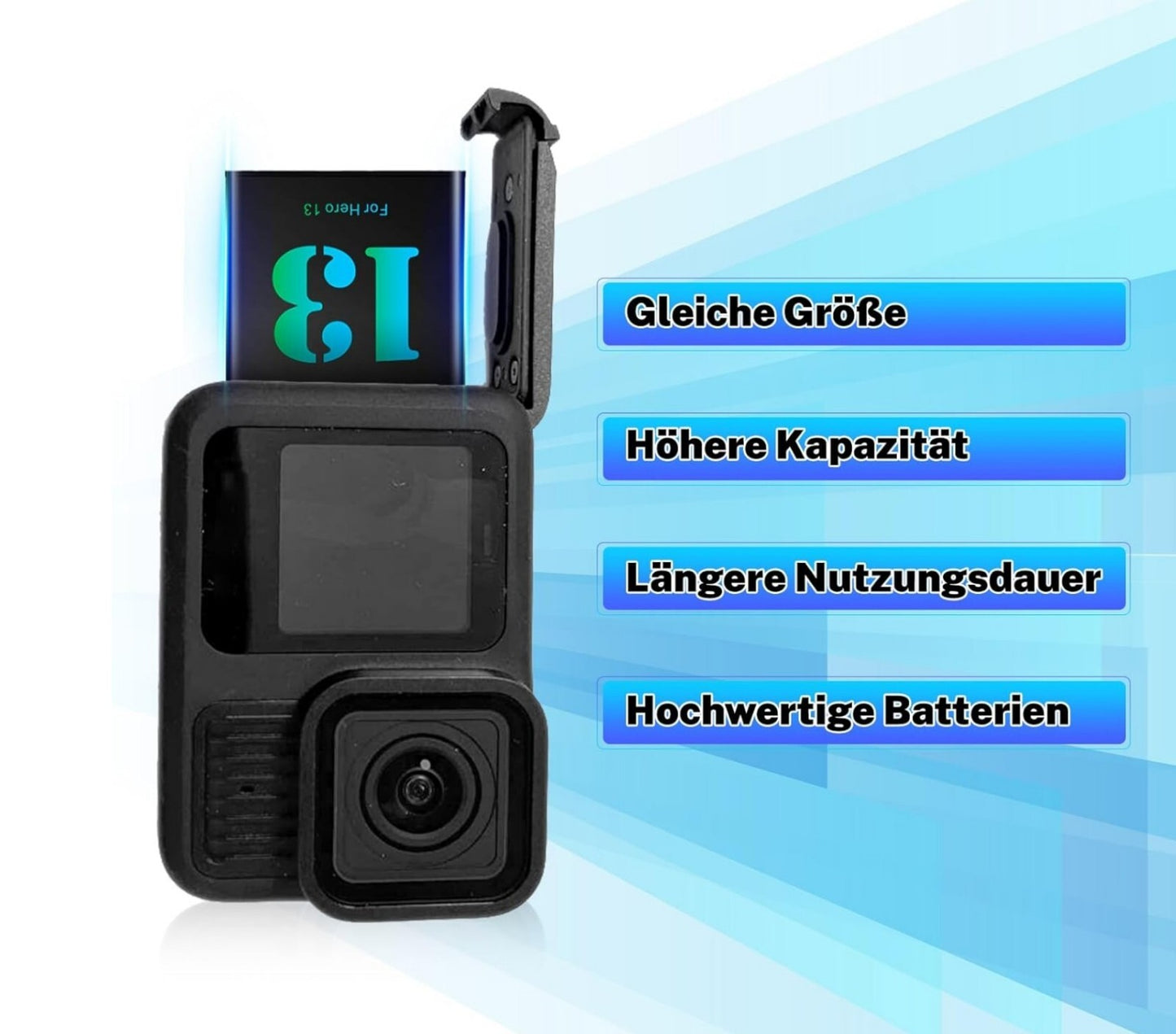 2x 2800mAh GoPro Hero 13 Black Ersatzakku mit PD Quick Charge Ladebox