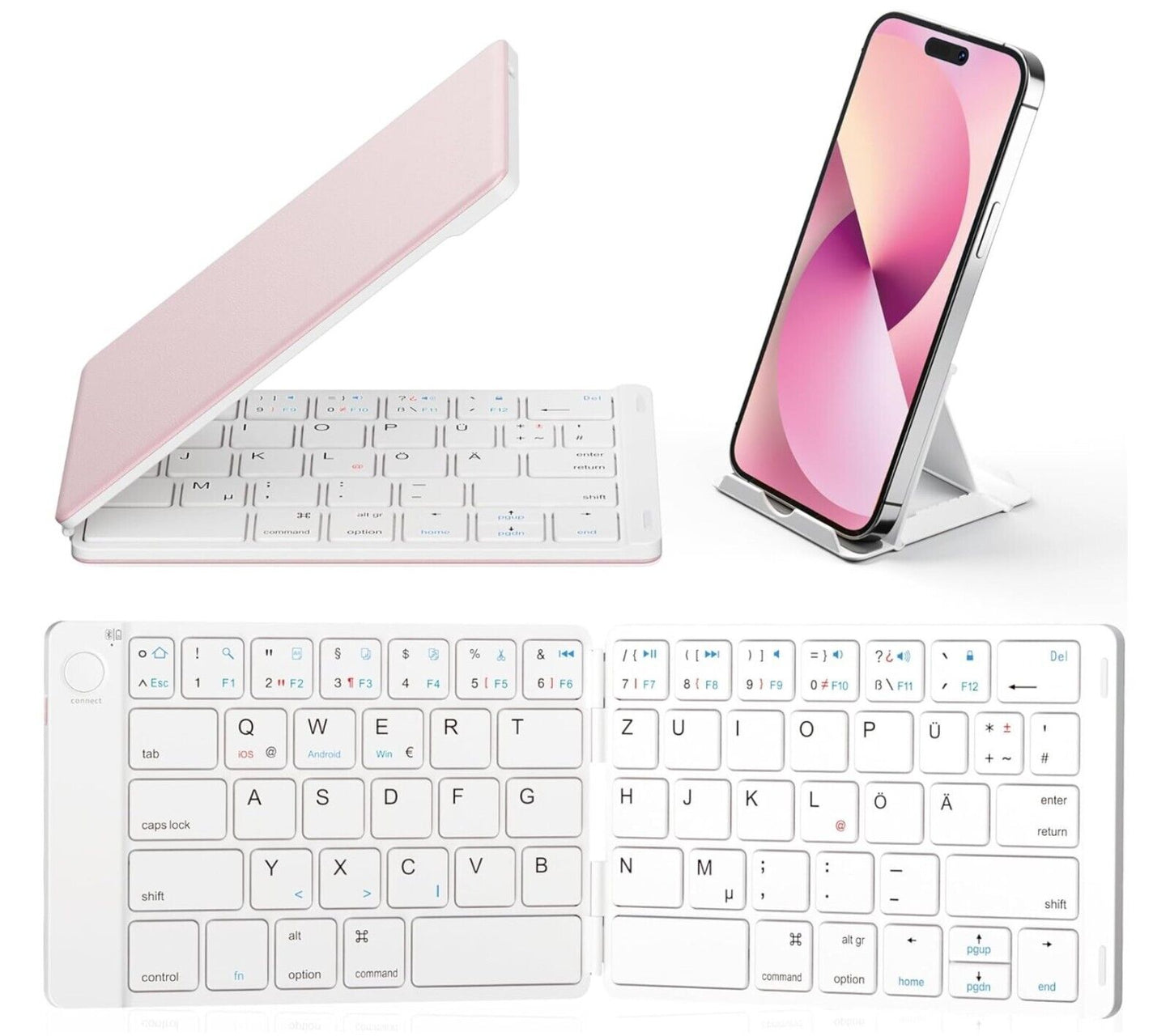 Faltbare Bluetooth Tastatur - Tragbare Drahtlose Tastatur mit Standhalter, Ultra