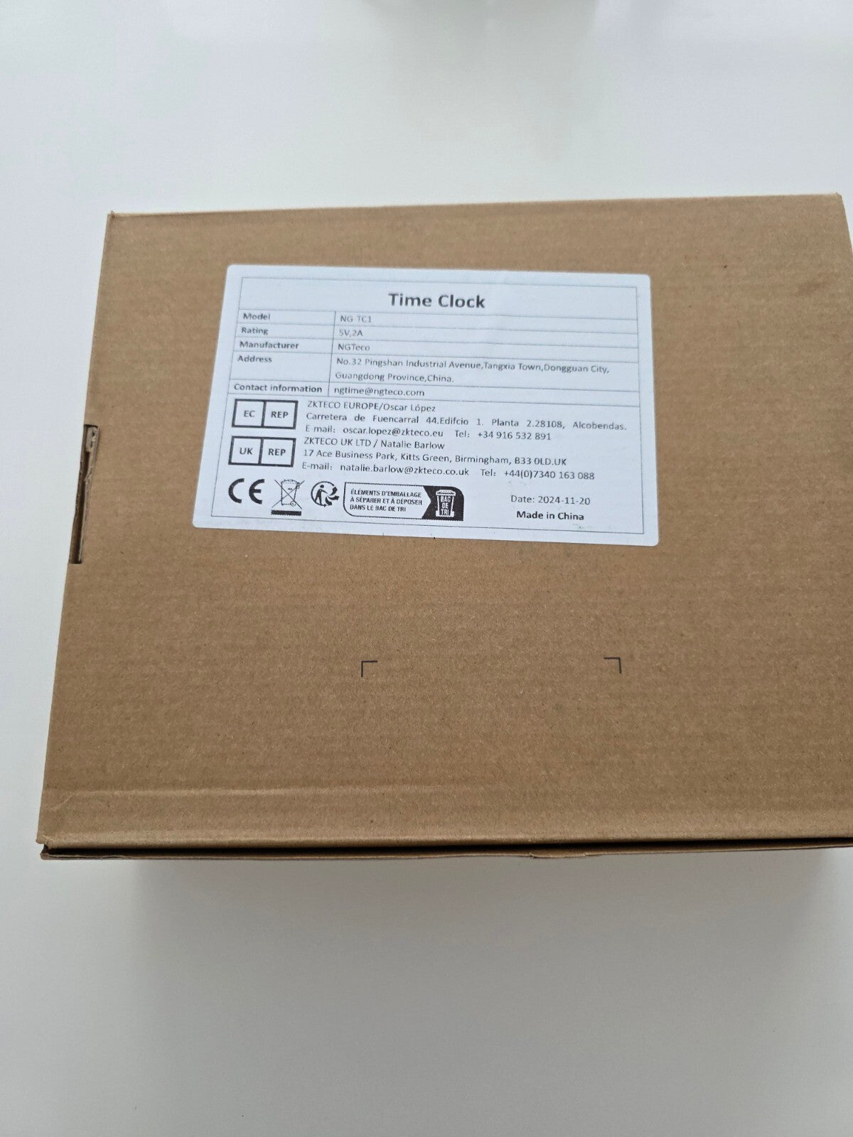 TC1 Cloud Stempeluhr WiFi Zeiterfassung + App, 5 RFID Karten