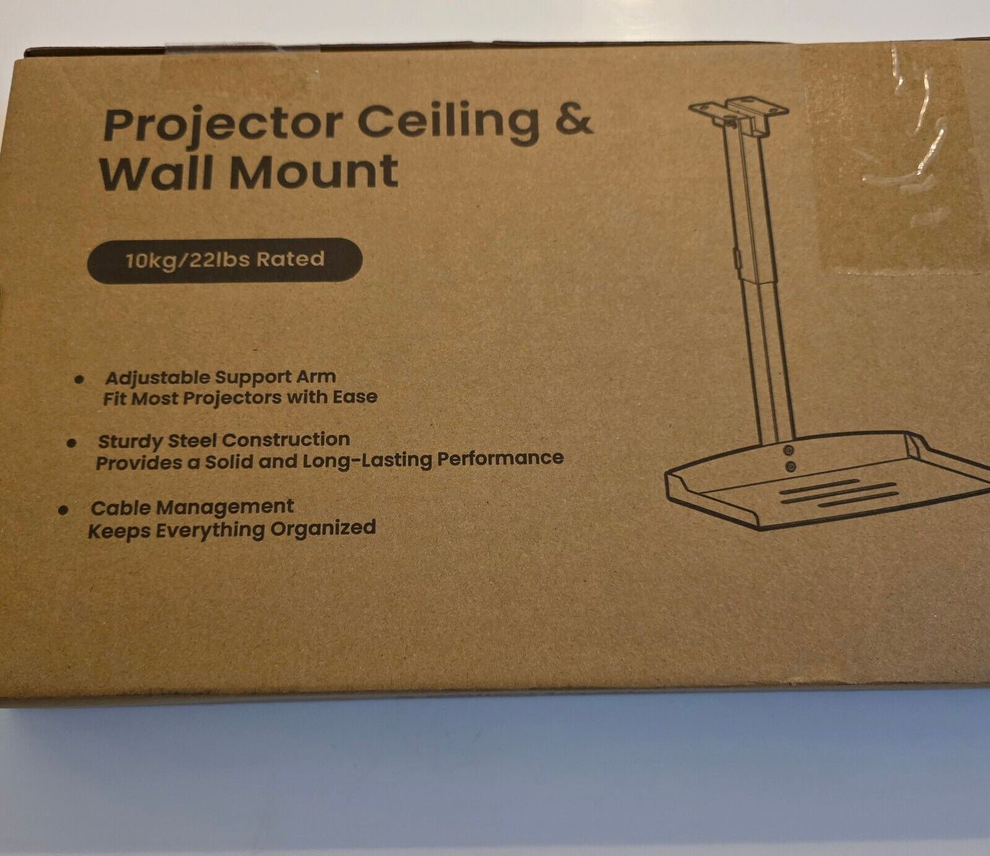 Universal Projektor-Halterung Decke/Wand, höhenverstellbar, weiß