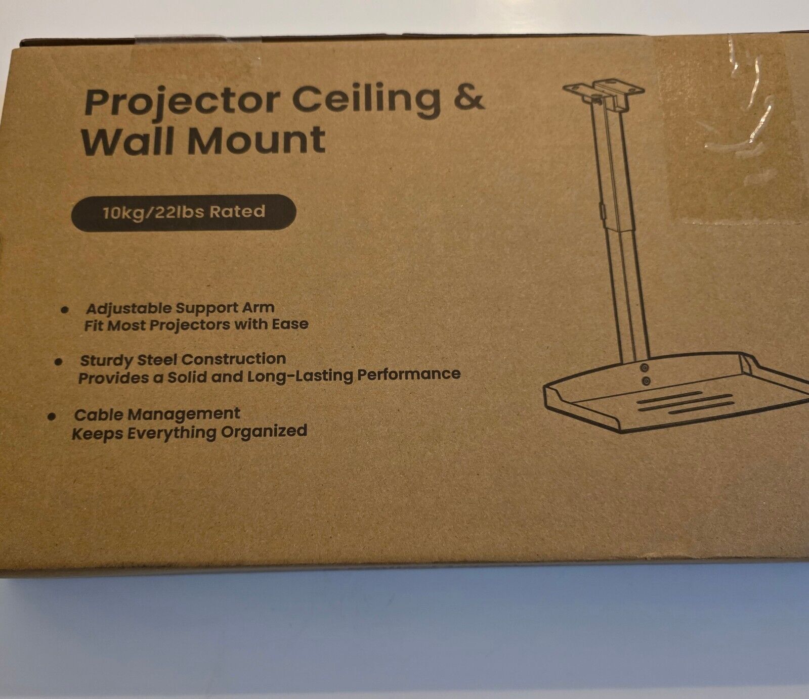 Universal Projektor-Halterung Decke/Wand, höhenverstellbar, weiß
