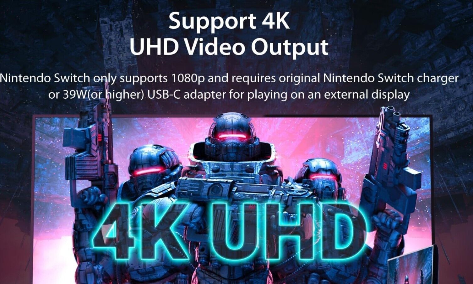 Nintendo Switch Mini-Dockingstation Switch 4K HDMI USB Ethernet JCD620