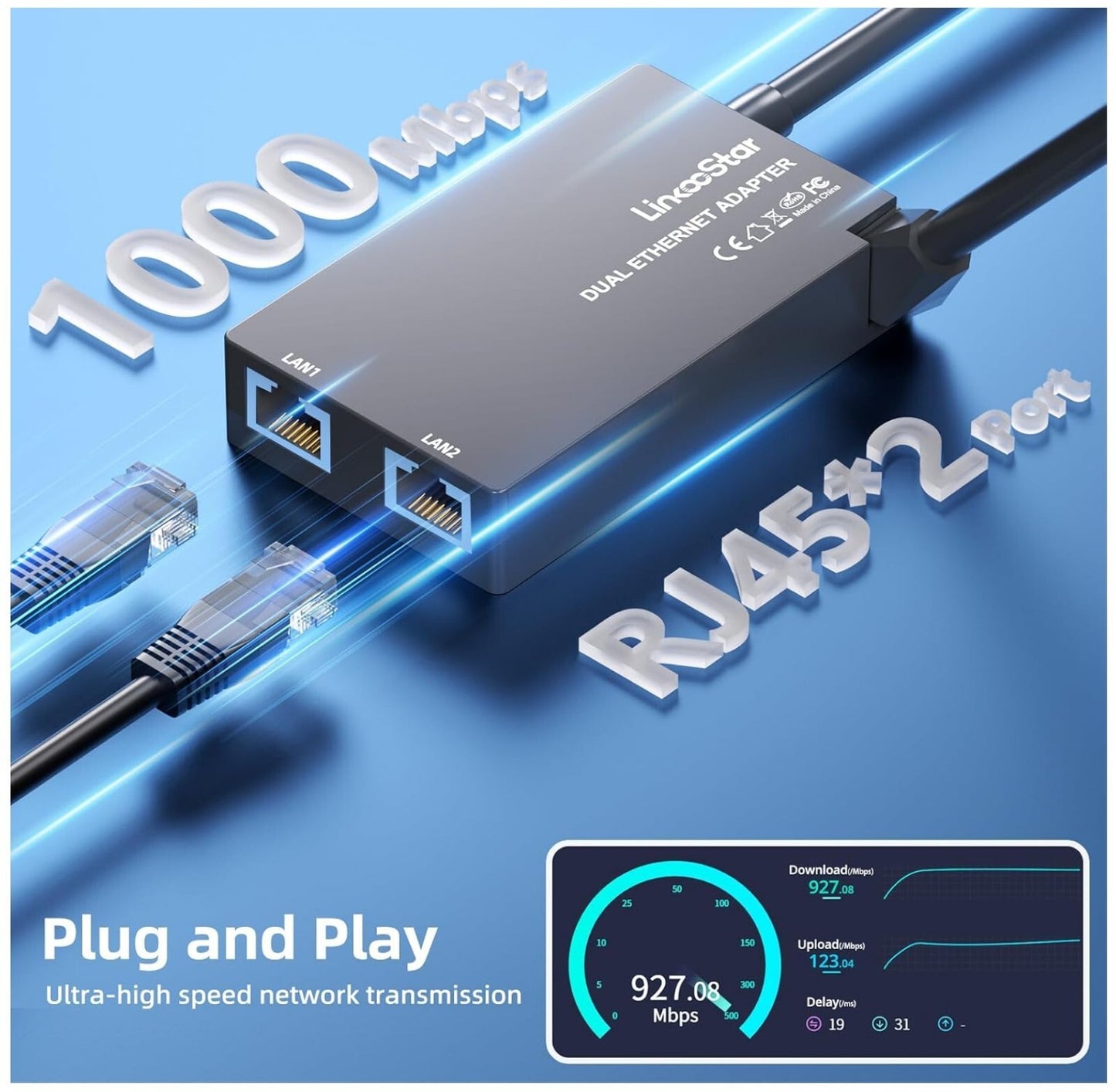 Starlink Gen 2 Ethernet Adapter 2 Ports 1Gbit/s für V2 Satellit