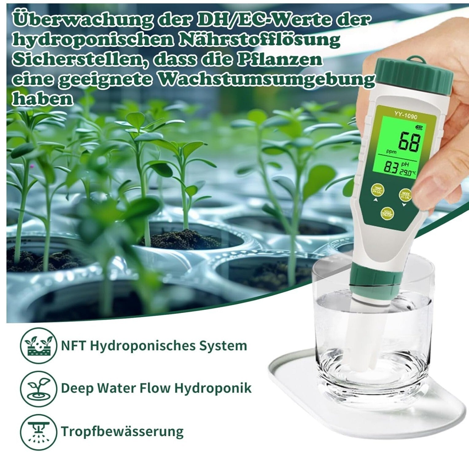 5-in-1 pH & Salzmessgerät für Pool, Aquarium, Hydroponik Neu