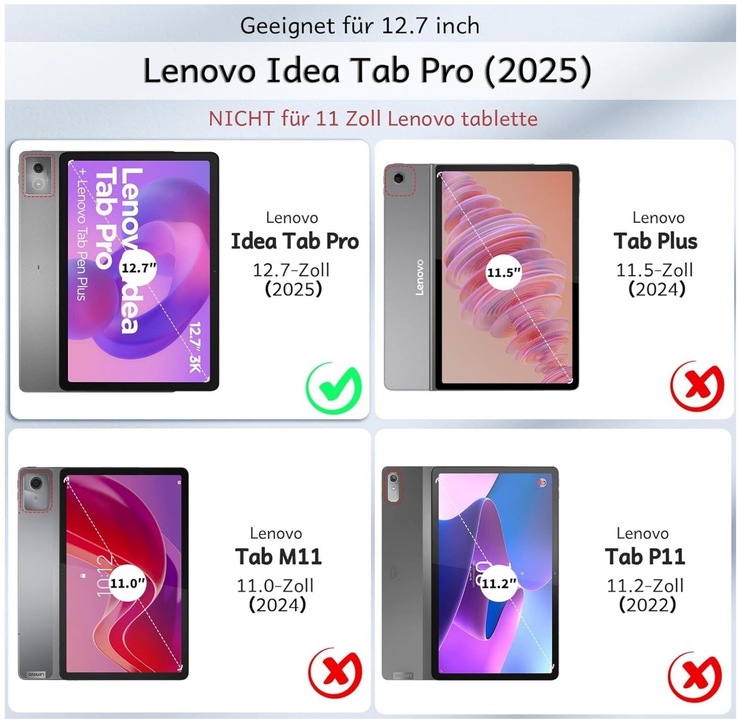 Tastatur Hülle für Lenovo Idea Tab Pro 12.7" 2025 Touchpad & 7-Farben-Beleuchtun
