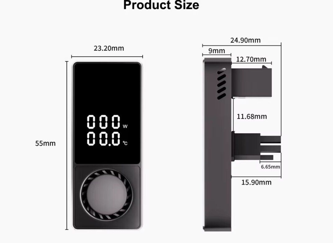 12VHPWR GPU Temp. Watt FAN Adapter RTX5090/4090/5080/4080/5070/4070 180 Grad