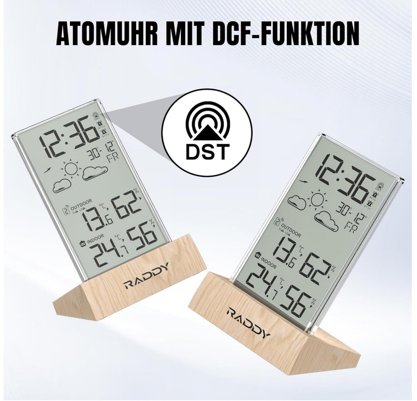 Funk-Wetterstation mit Außensensor 5.5” LCD Wettervorhersage
