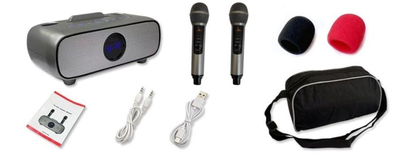 Karaoke Maschine 2 Mikrofone Bluetooth Tragbar