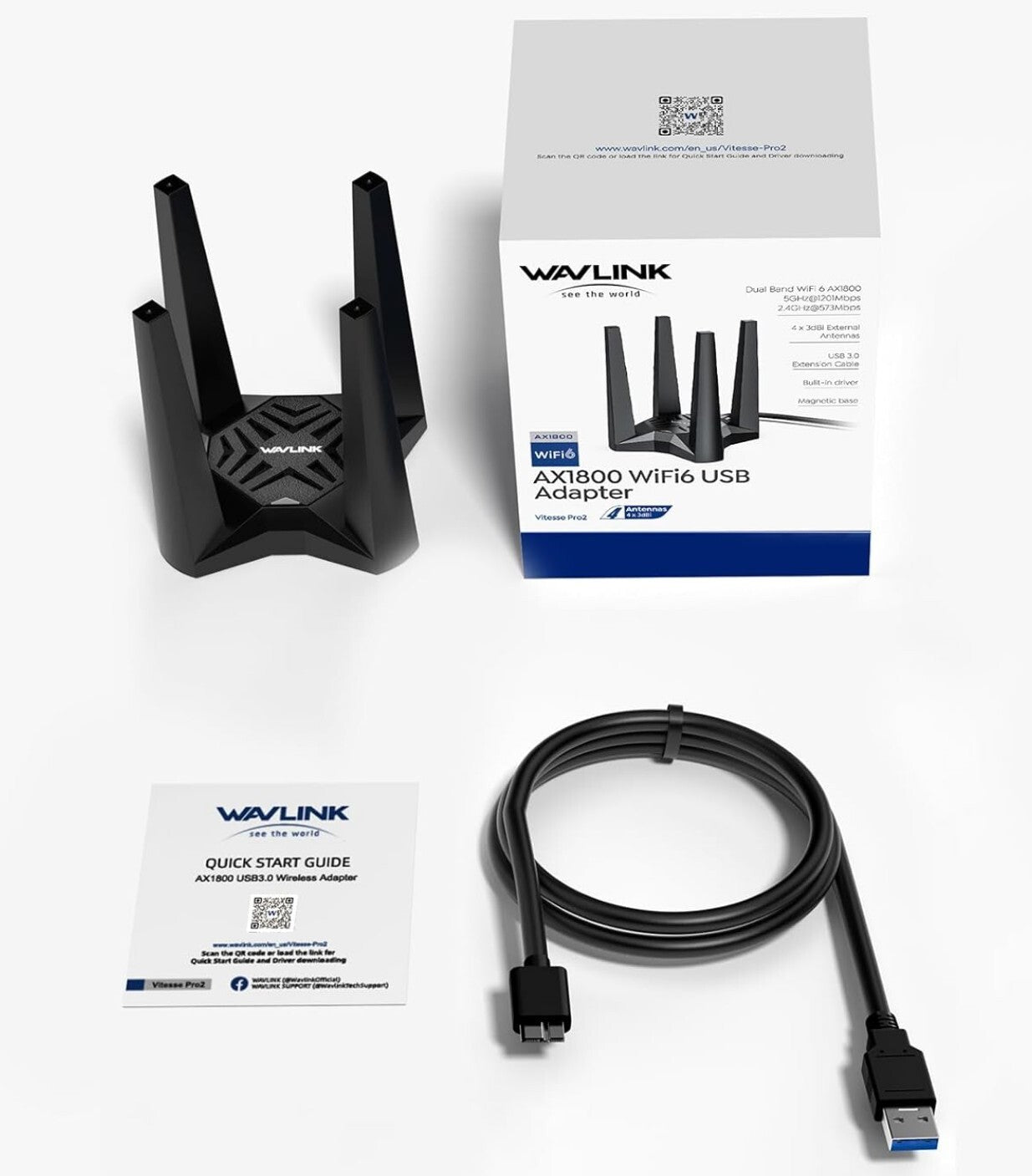 AX1800 WiFi 6 USB Adapter 1201Mbit/s 5GHz WPA3 Windows 10/11