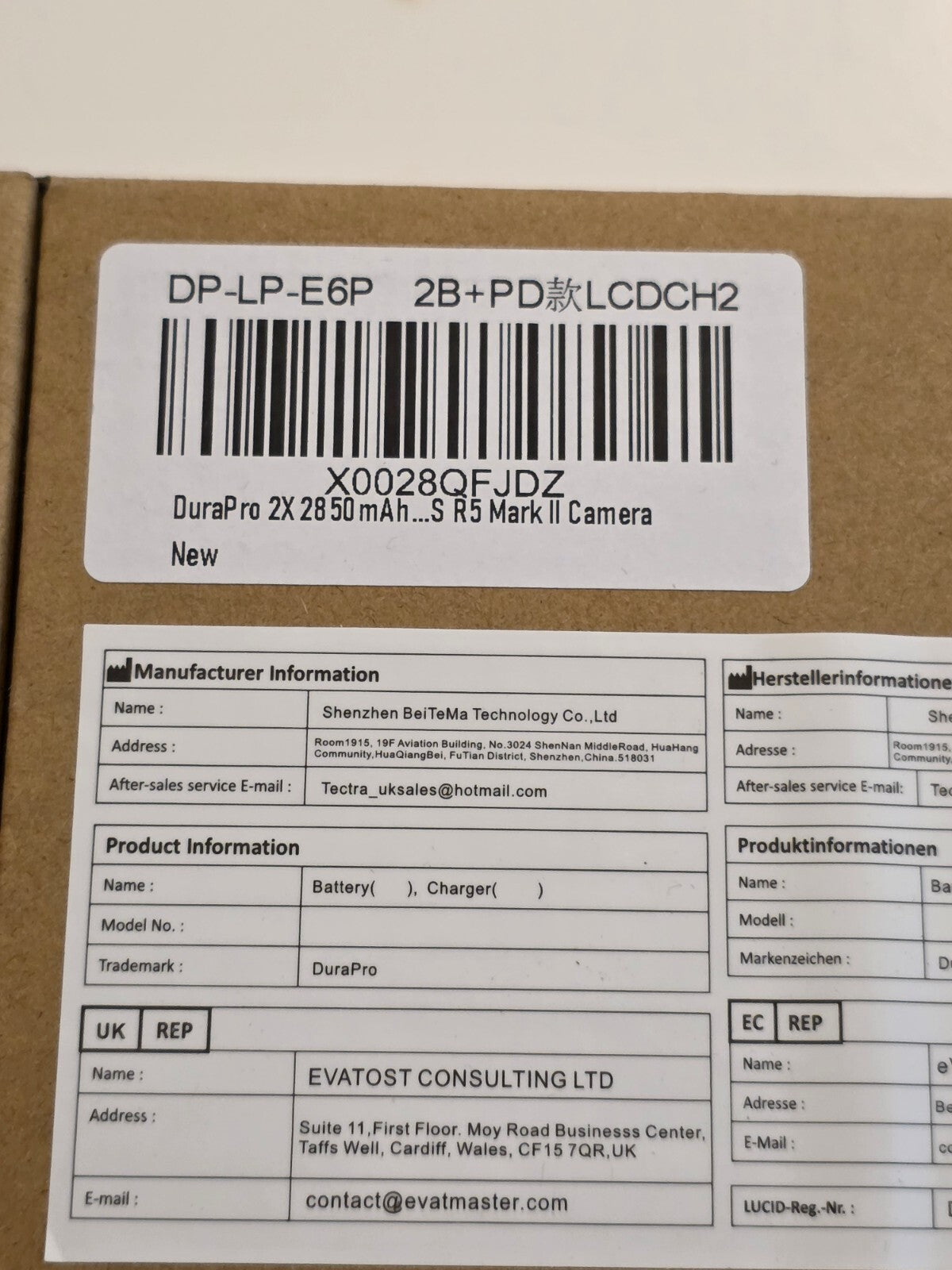 2x 2850mAh LP-E6P Akku + LCD Dual USB Ladegerät für Canon EOS R5 Mark II