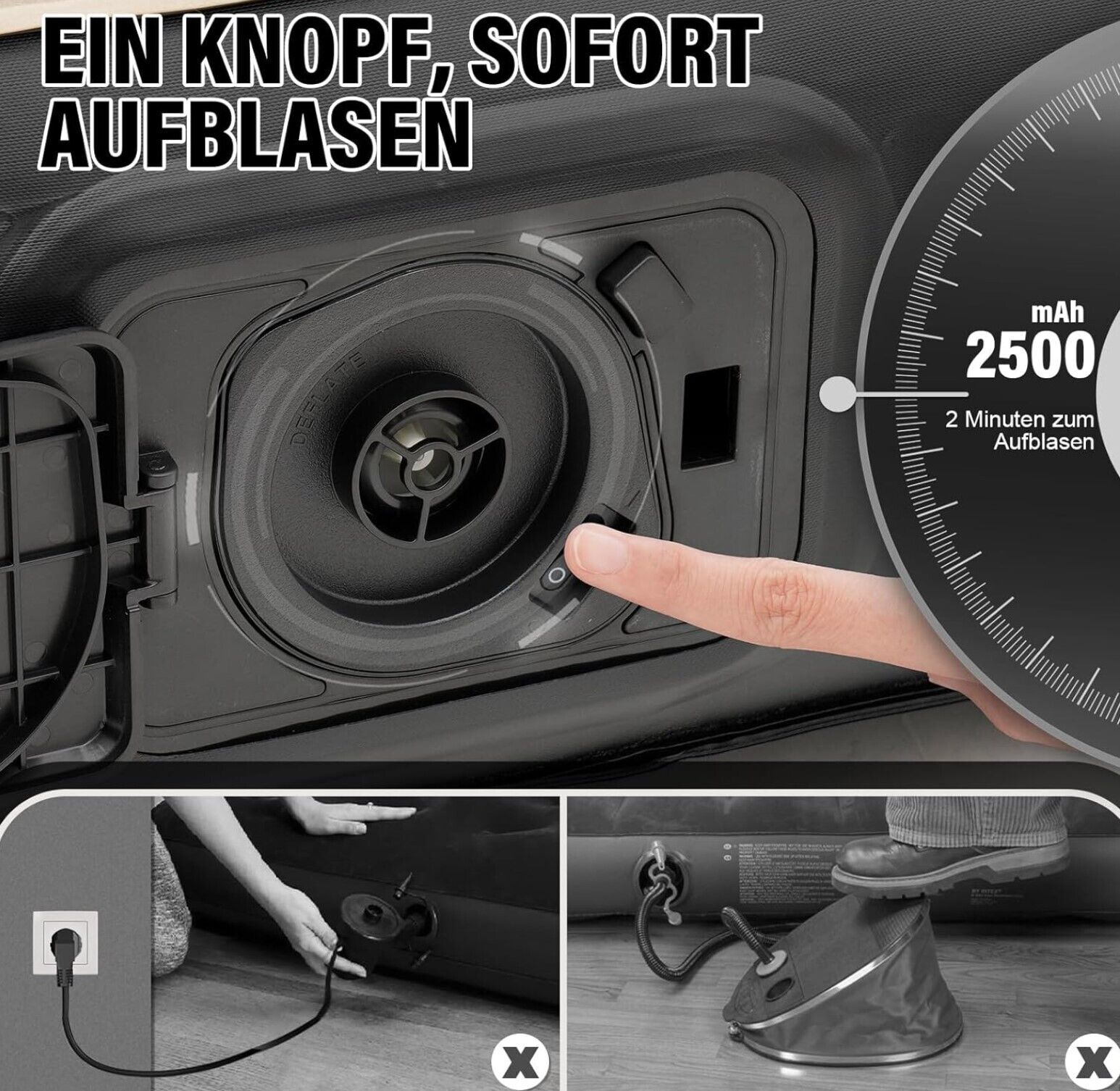 98 x 190 cm Luftbett 1 Person, Kein Stecker benötigt, Dametay Selbstaufblasend