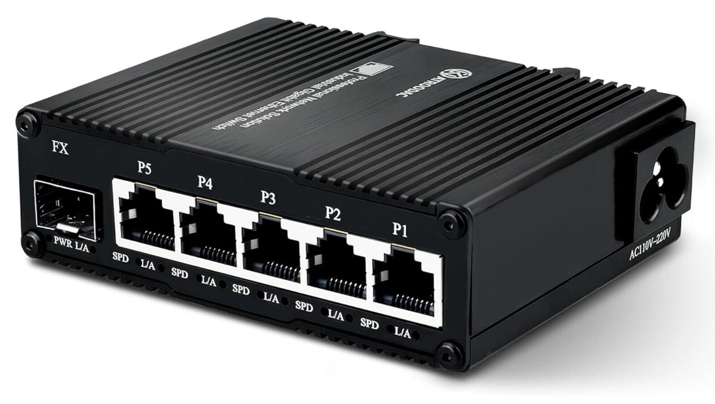 6-Port 1,25G Ethernet Switch mit SFP, Metall, Wandmontage
