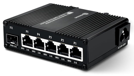 6-Port 1,25G Ethernet Switch mit SFP, Metall, Wandmontage