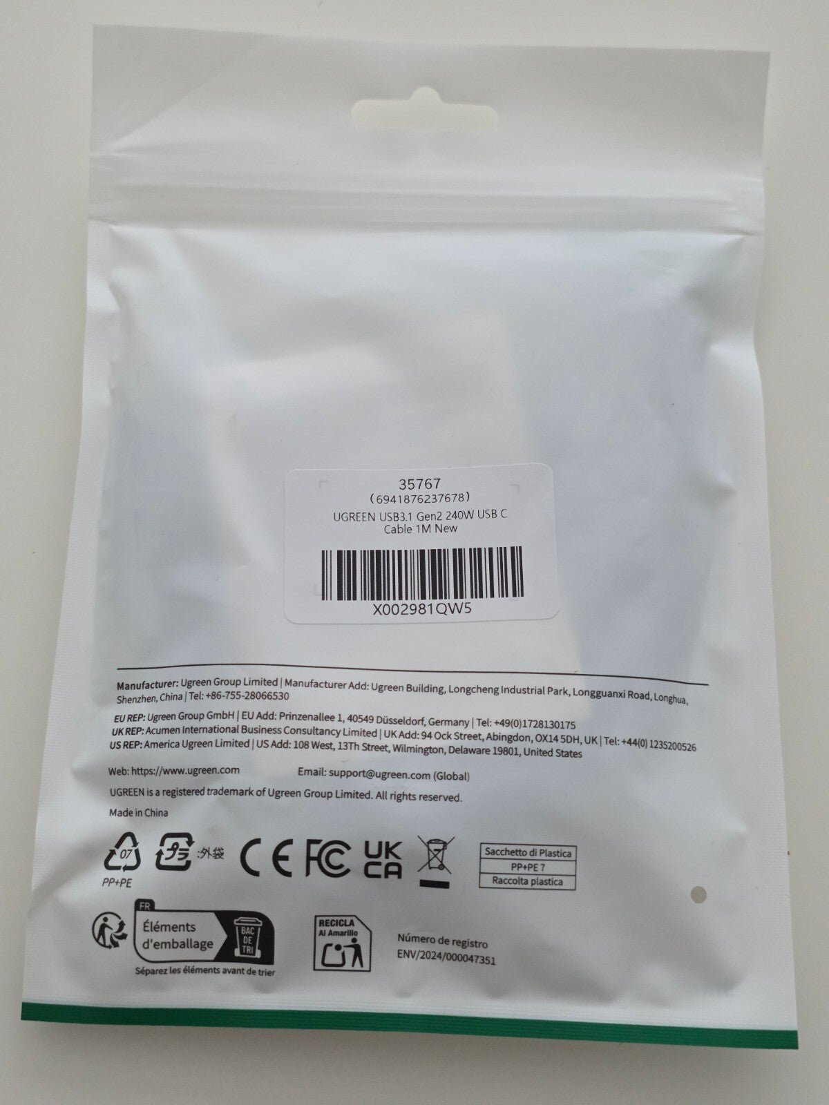 USB-C Kabel 240W 1m 10Gbps 4K@60Hz PD 3.1 für iPhone 16/MacBook
