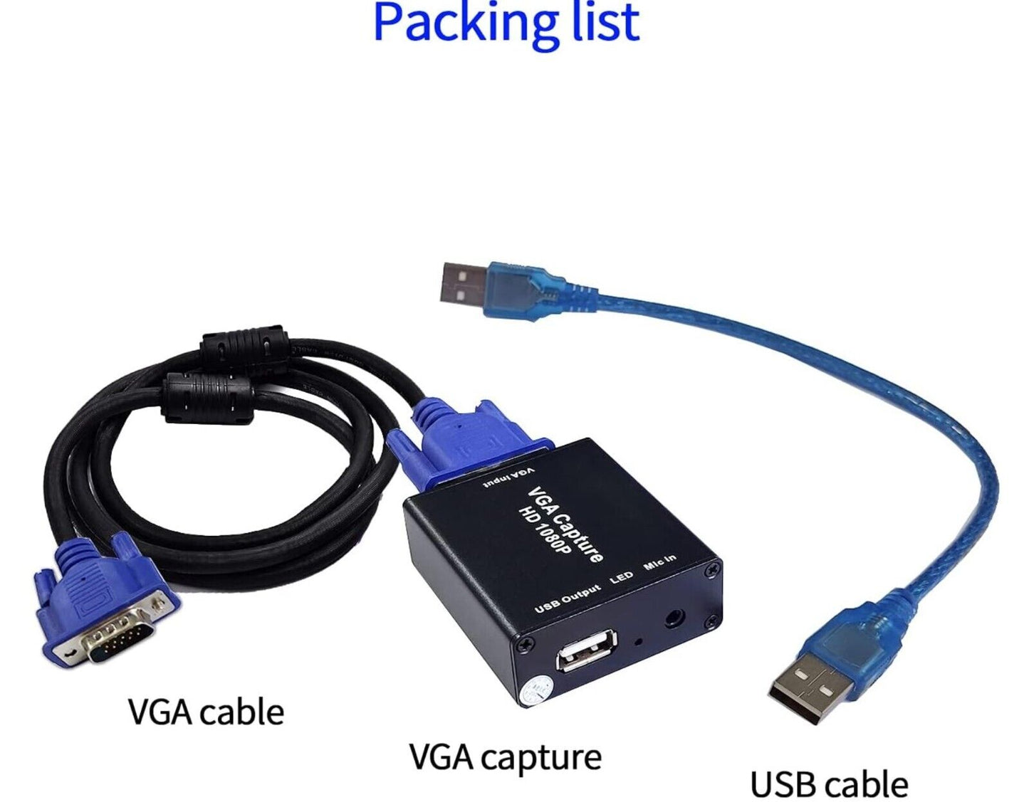 VGA-Video-Konverter, VGA auf USB 2.0, Audio- und Videoaufnahmegerät, Plug-and-Pl