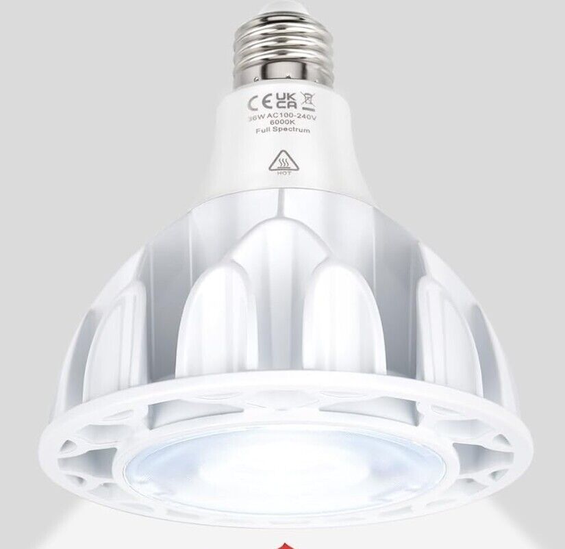 36W LED Pflanzenlampe - Vollspektrum, 6000K, Weiß