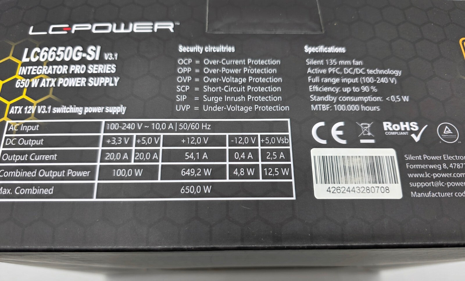 Integrator - Pro 650W ATX V3.1 Netzteil - 80 Plus Gold OCP OPP SCP SIP UVP