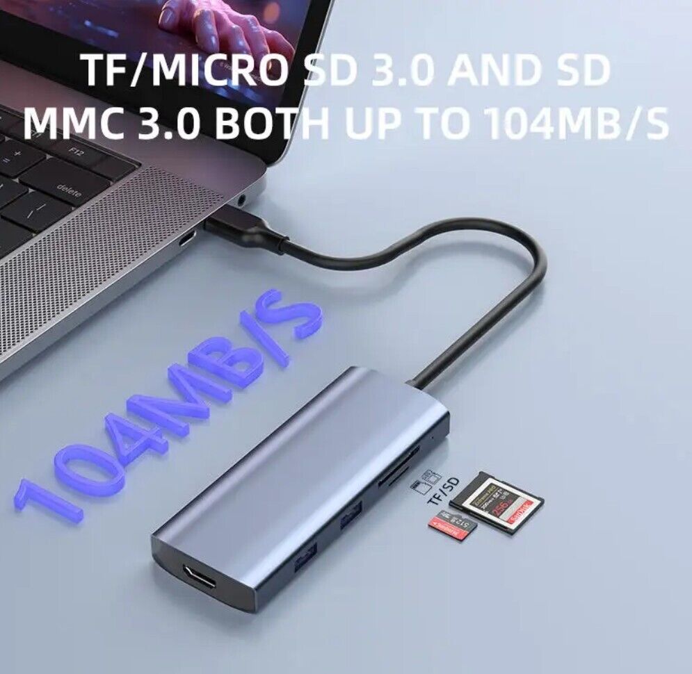 9-in-1 USB-C Hub 100W PD, 10Gbps USB 3.2, SD/TF 5Gbps, 2x USB-A, MacBook Adapter