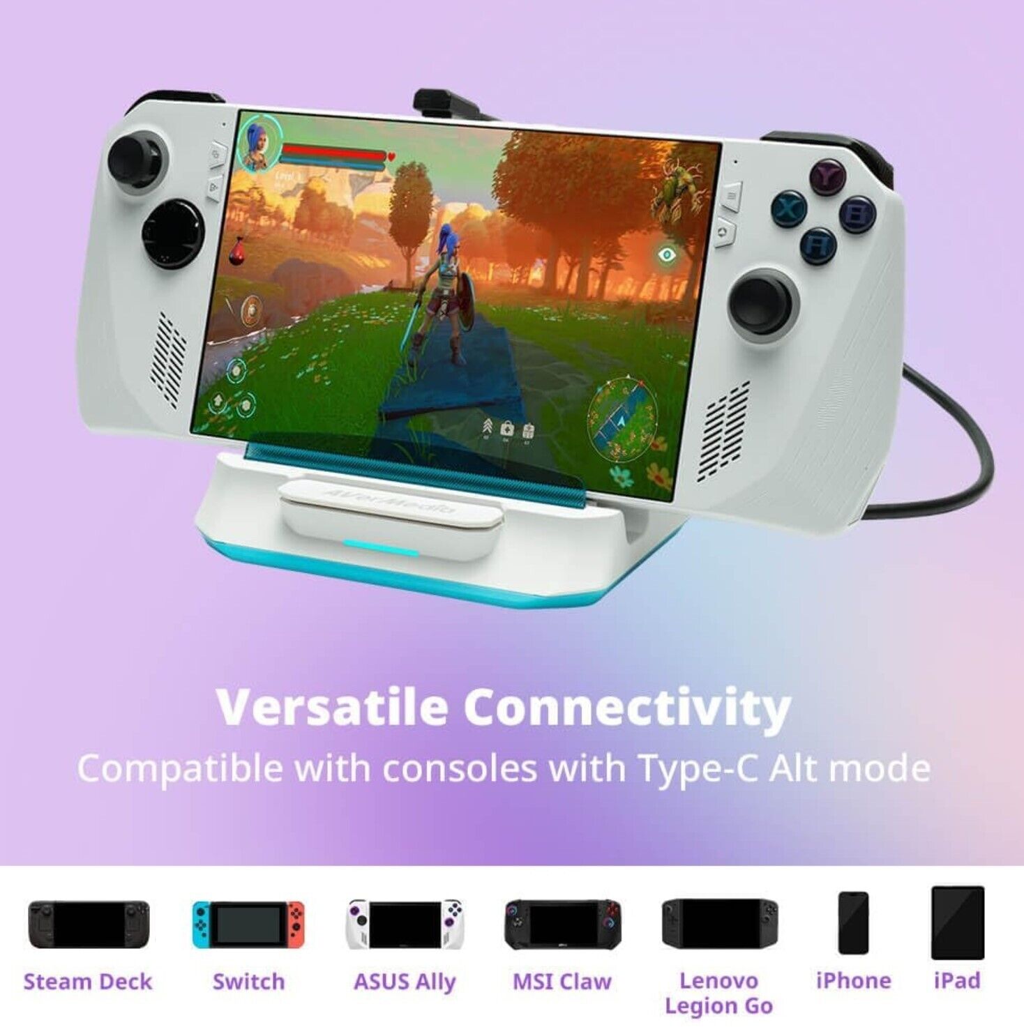 AVerMedia Steam Deck Dock mit HDMI 4K@60Hz, USB-C-Laden, Bildschirmspiegelung, V