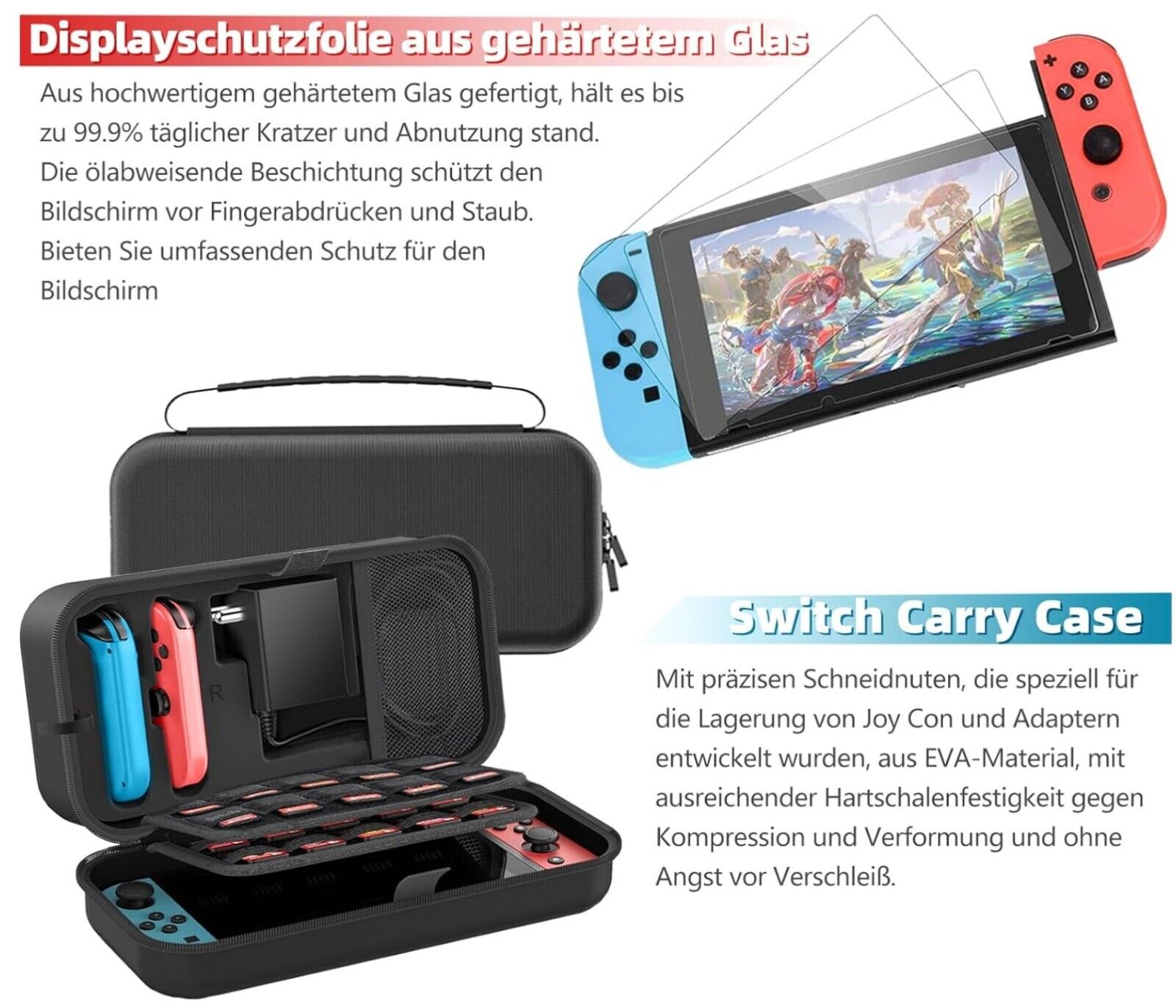 Switch Accesoires, Zubehör für Nintendo Switch, Einschließlich Hülle und Bildsch