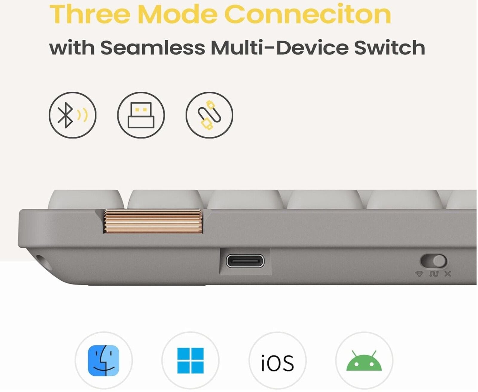 Low Profile Mechanische, Swappable Wiederaufladbare Kabellose Tastatur QWERTY