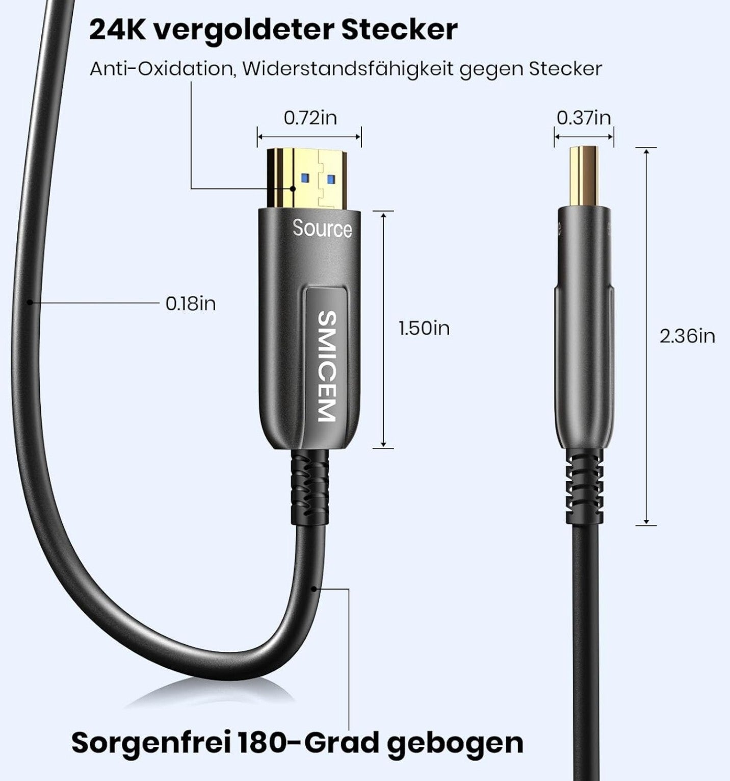 8K HDMI 2.1 Glasfaserkabel 3M 48Gbps 4K@120Hz eARC HDR