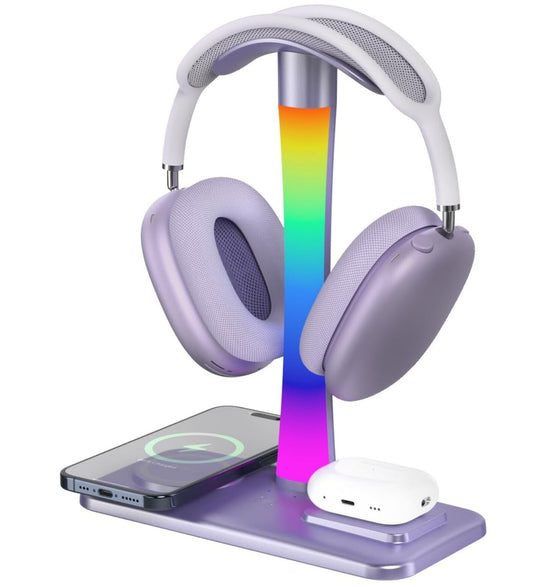 Kopfhörerständer mit Wireless Charger, RGB-Licht, AirPods Max & iPhone/Samsung k