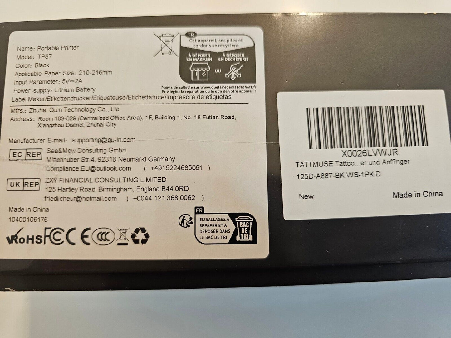 Tattoo Drucker Bluetooth, Tattoo Stencil Drucker, Schablone Drucker mit 10 Stück
