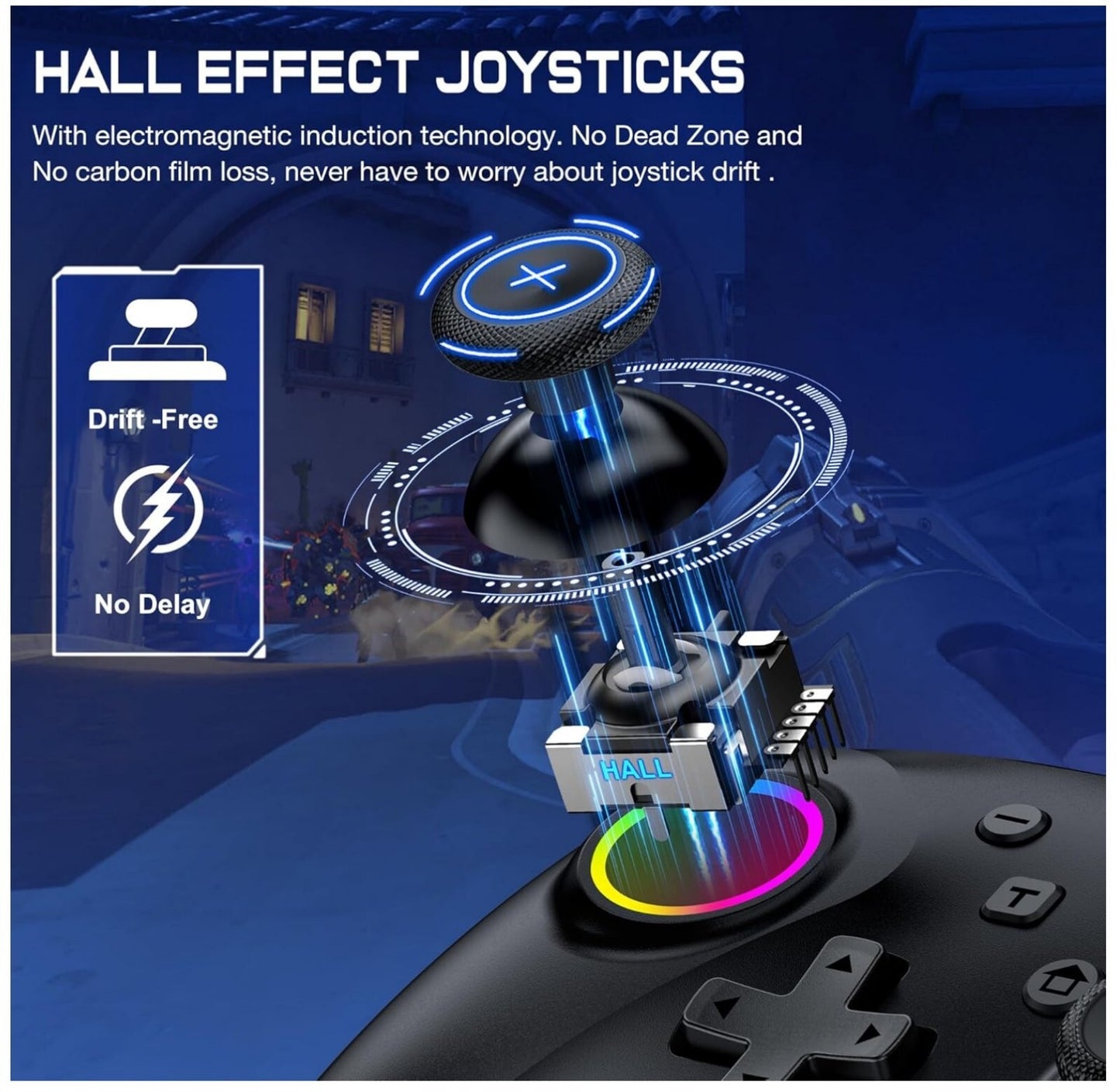 Switch Pro Controller Hall-Effekt LED 1000mAh für Switch PC iOS Android