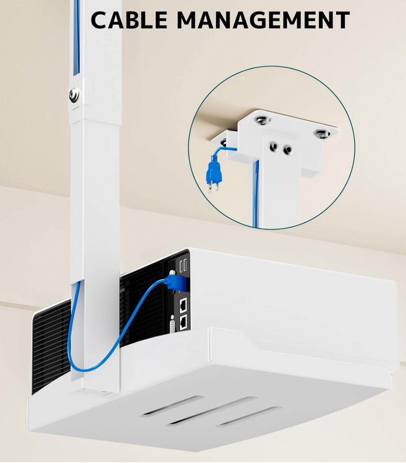 Universal Projektor-Halterung Decke/Wand, höhenverstellbar, weiß