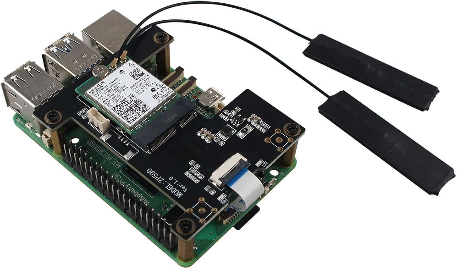 ZP590B PCIe WiFi7 Adapter für Raspberry Pi 5 M.2 E-Key TPU
