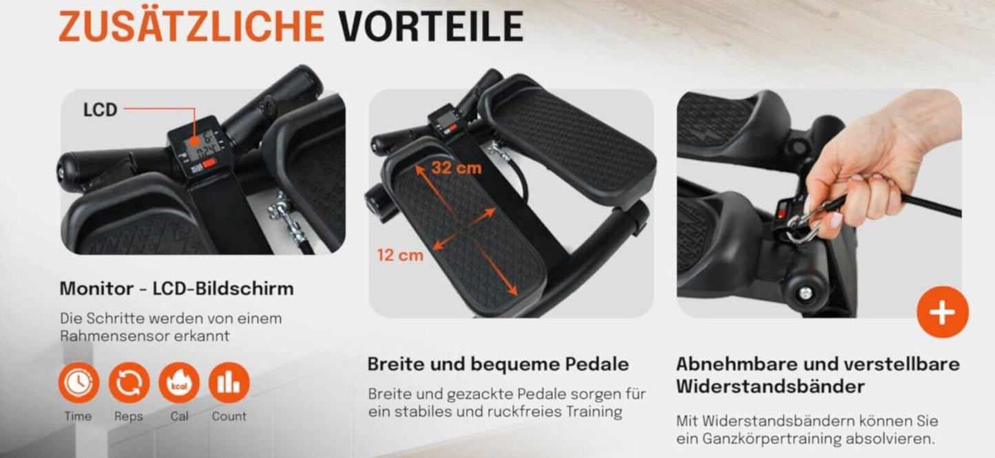 Stepper für Zuhause mit Power Ropes 120 kg, Twist Mini Steppermit Verstellbarer