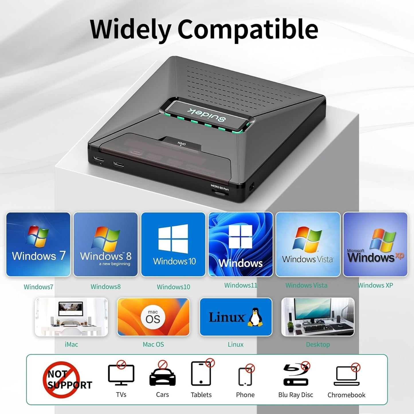 7-in-1 Externes CD/DVD Laufwerk SATA USB-C/A Hub SD-Kartenleser